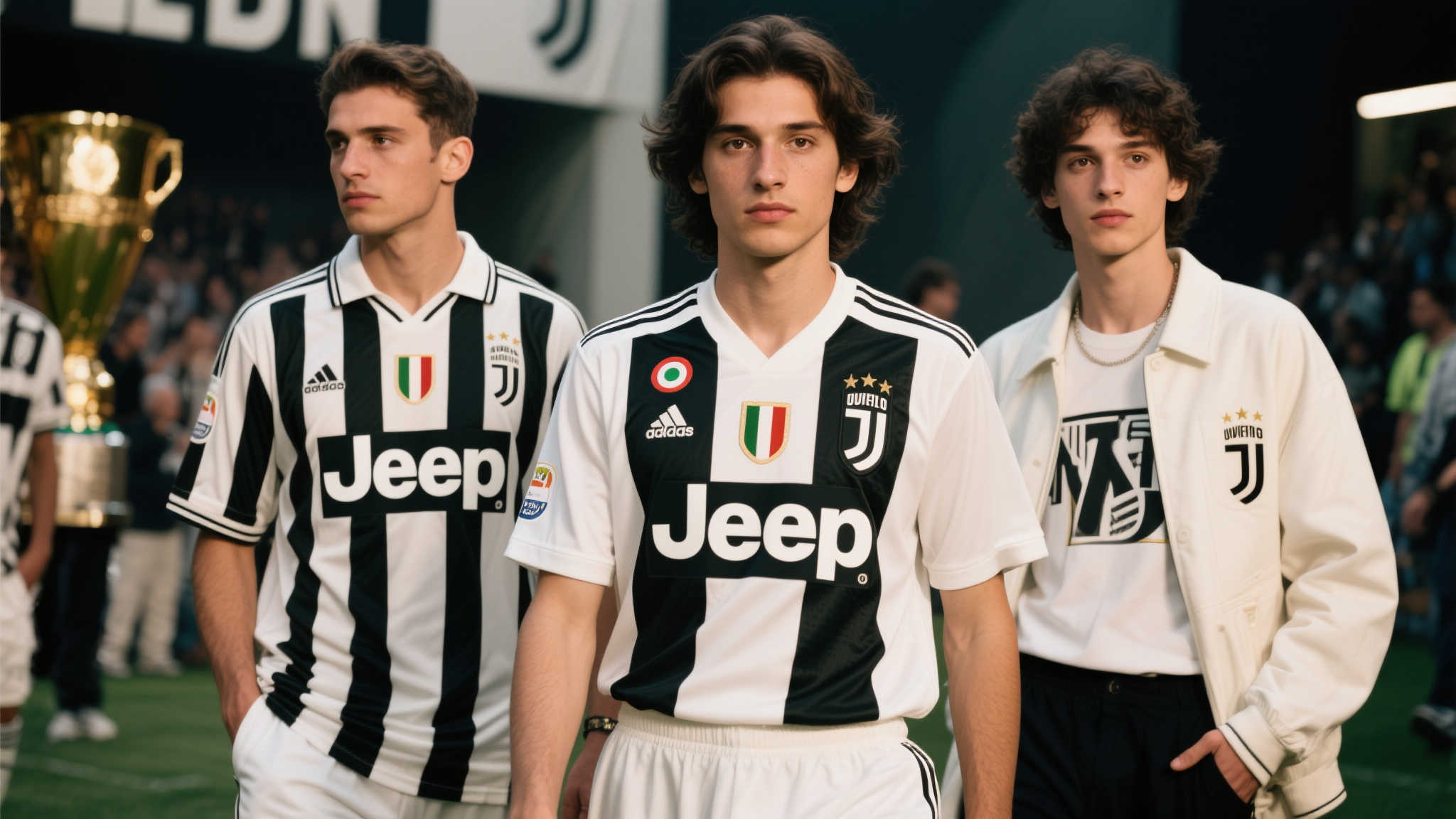 博格巴与约罗、梅努同框合影，尤文复古球衣成亮点